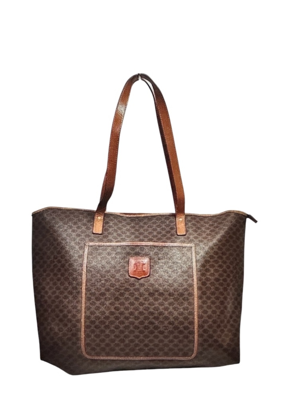 CELINE Macadam Pattern Large Tote Bag PVC Leather Brown - Picture 2 of 9